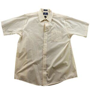 Stafford Mens Dress Shirt Large Wrinkle-Free Broadcloth Short Sleeve Casual